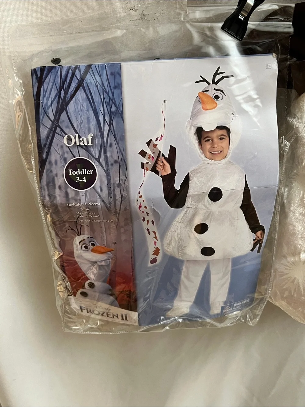 Disney Frozen II Olaf Toddler Costume Size 3-4 Halloween 3 Piece Snowman Outfit
